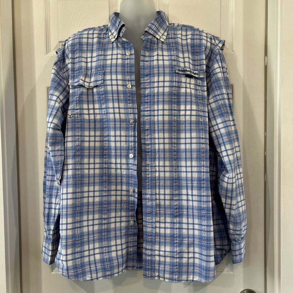 Vineyard Vines Men's XL Performance Fishing L/S Harbor Button Shirt Blue Plaid